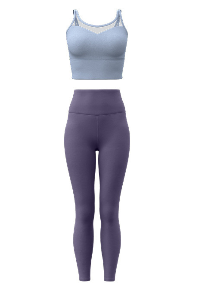 Women's Athletic Sets:Mesh Panel Bra And High Waist Leggings