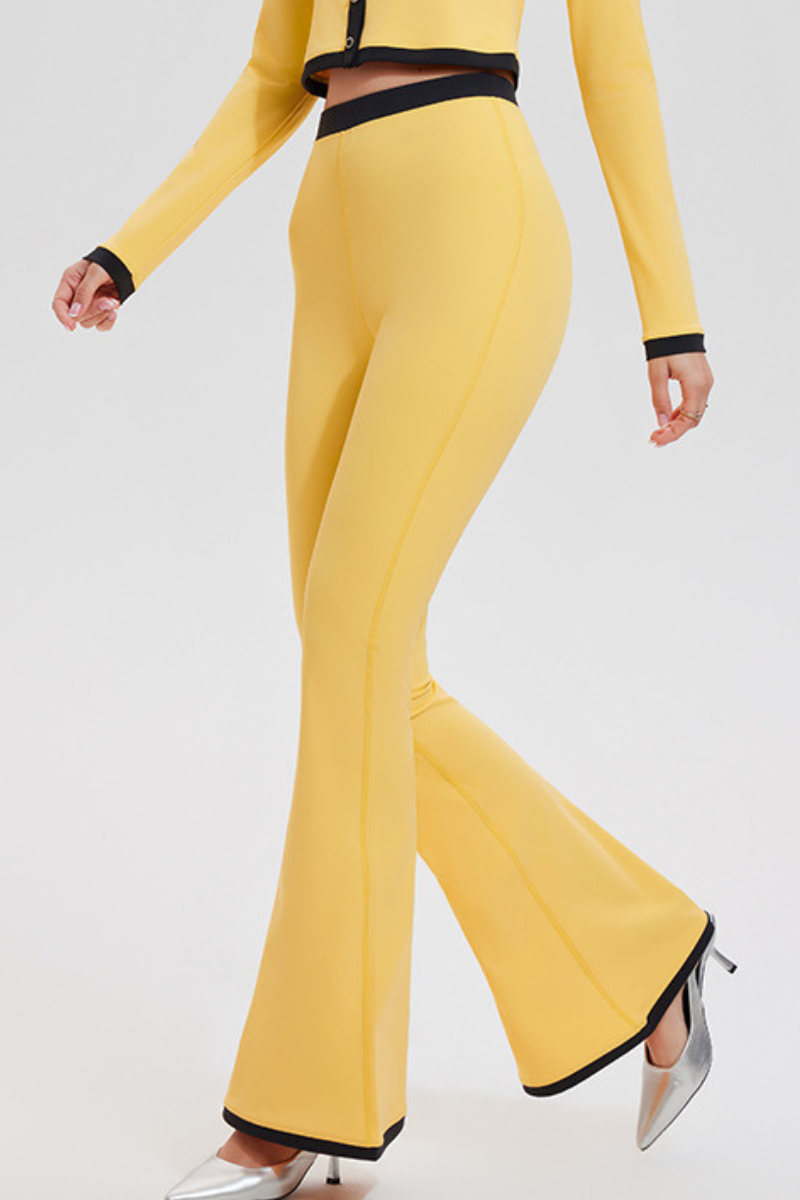 Women's Athletic Color Block High-Waisted Flare Pants