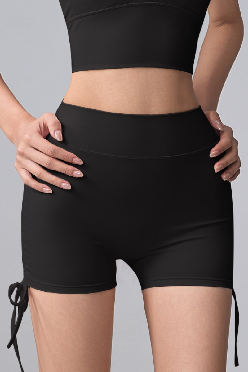 Women's High Waist Side Drawstring Yoga Workout Shorts