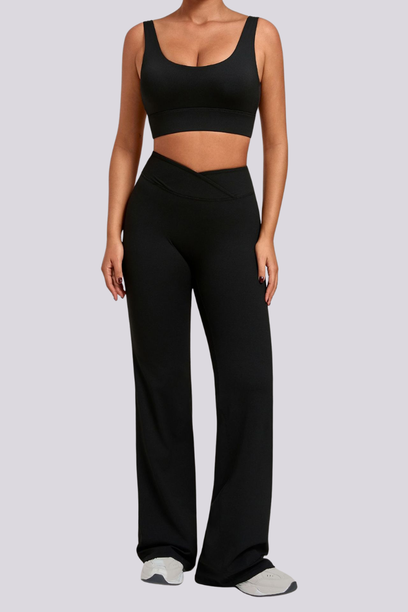 Women's Backless Bra And Cross Waist Flared Pants Sets