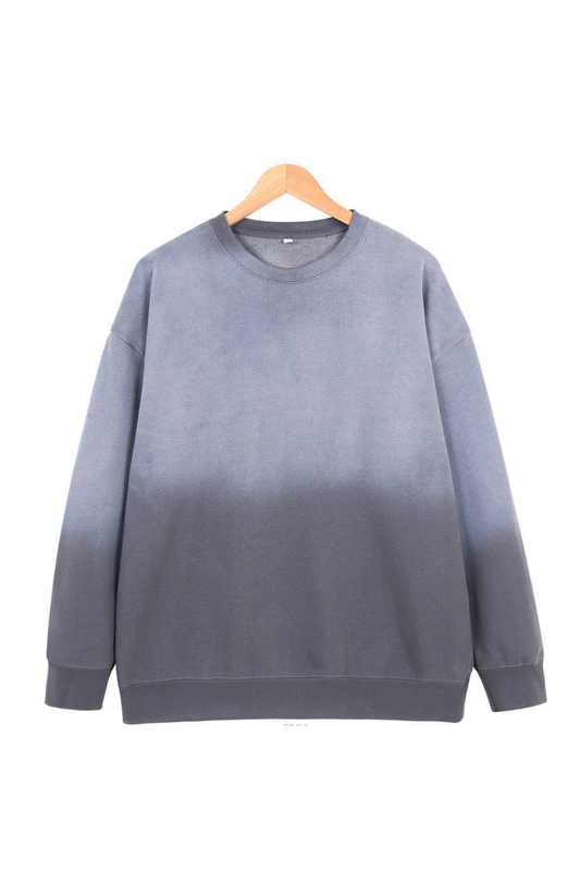 Unisex Fall Vintage Gradient Drop Shoulder Pullover