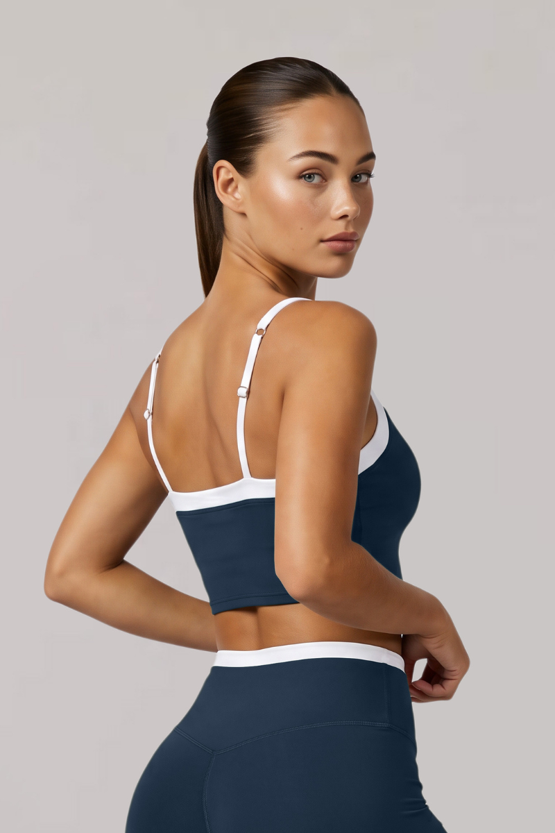 Women's Color Block Adjustable Thin Strap Sports Bra