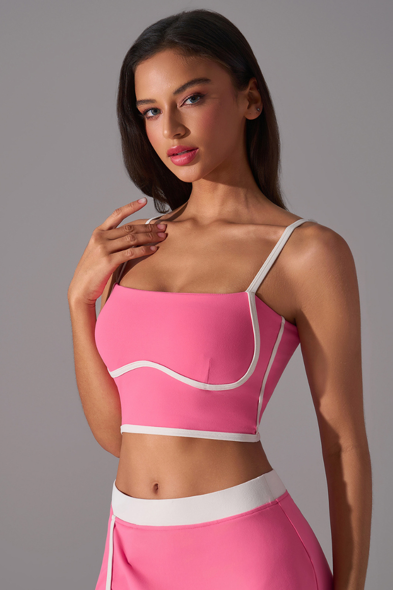 Women's Color Block Bra - Sexy Strappy Back Support Sports Bra