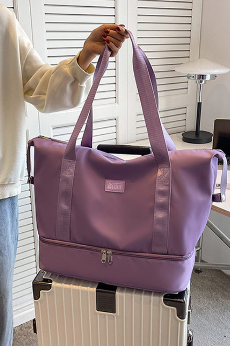 Large Capacity Bottom Zippered Compartment Handle Bag