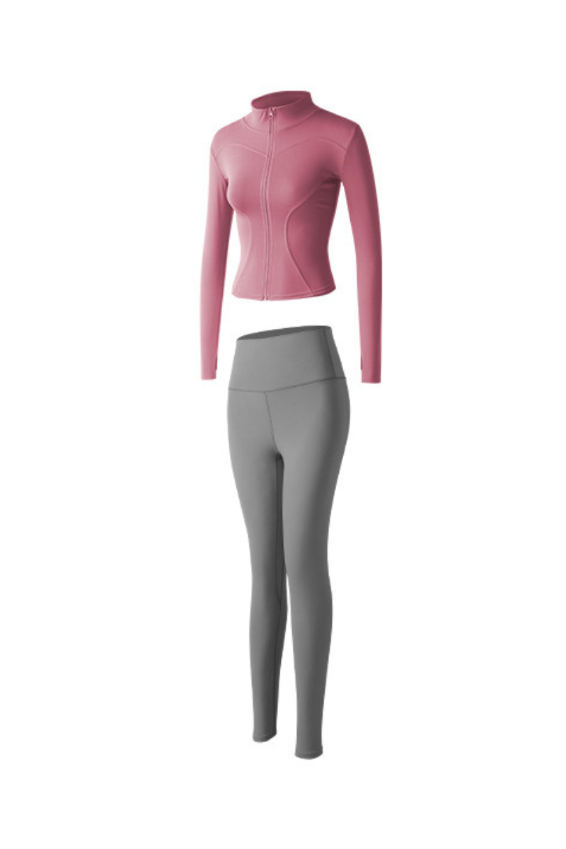 Women's Athletic Sets:Stand Collar Jacket And Leggings