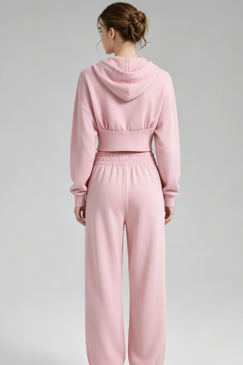 Women's Fall Set:Cropped Jacket and Drawstring Hem Pants