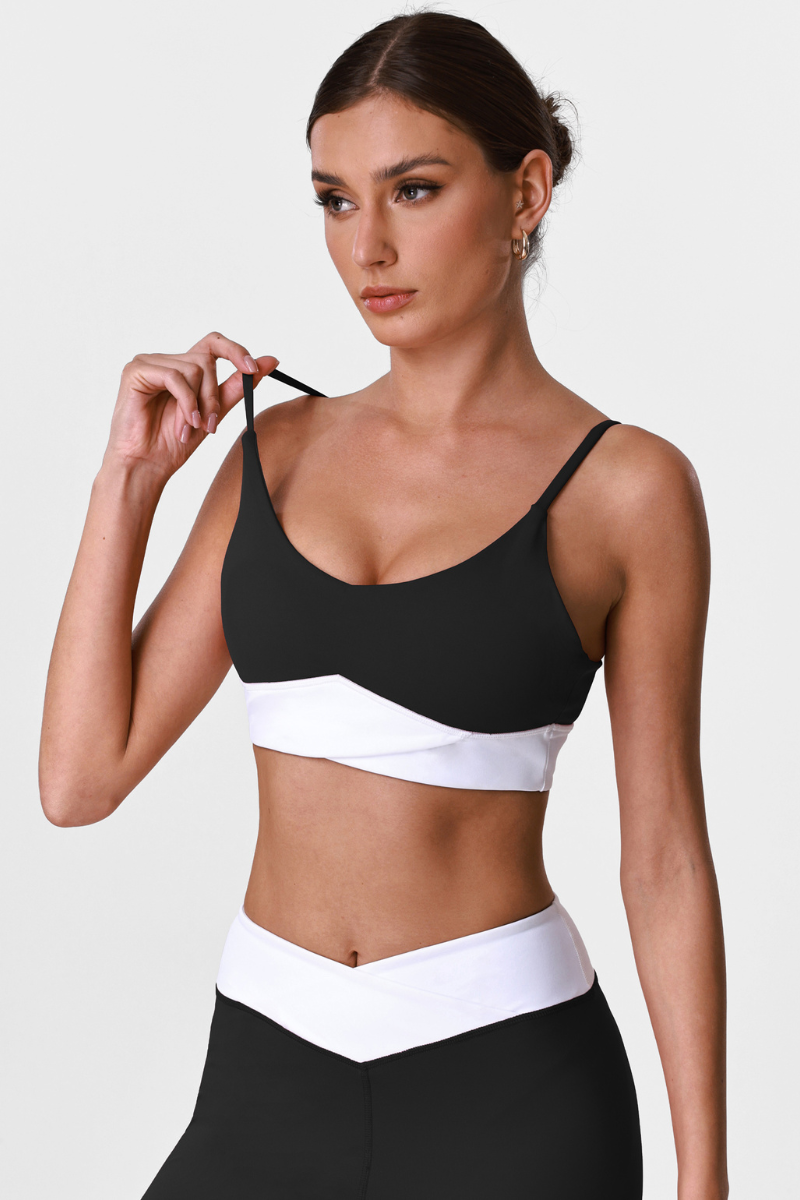 Women's Color-Block Naked Feel Thin Straps Yoga Sports Bra