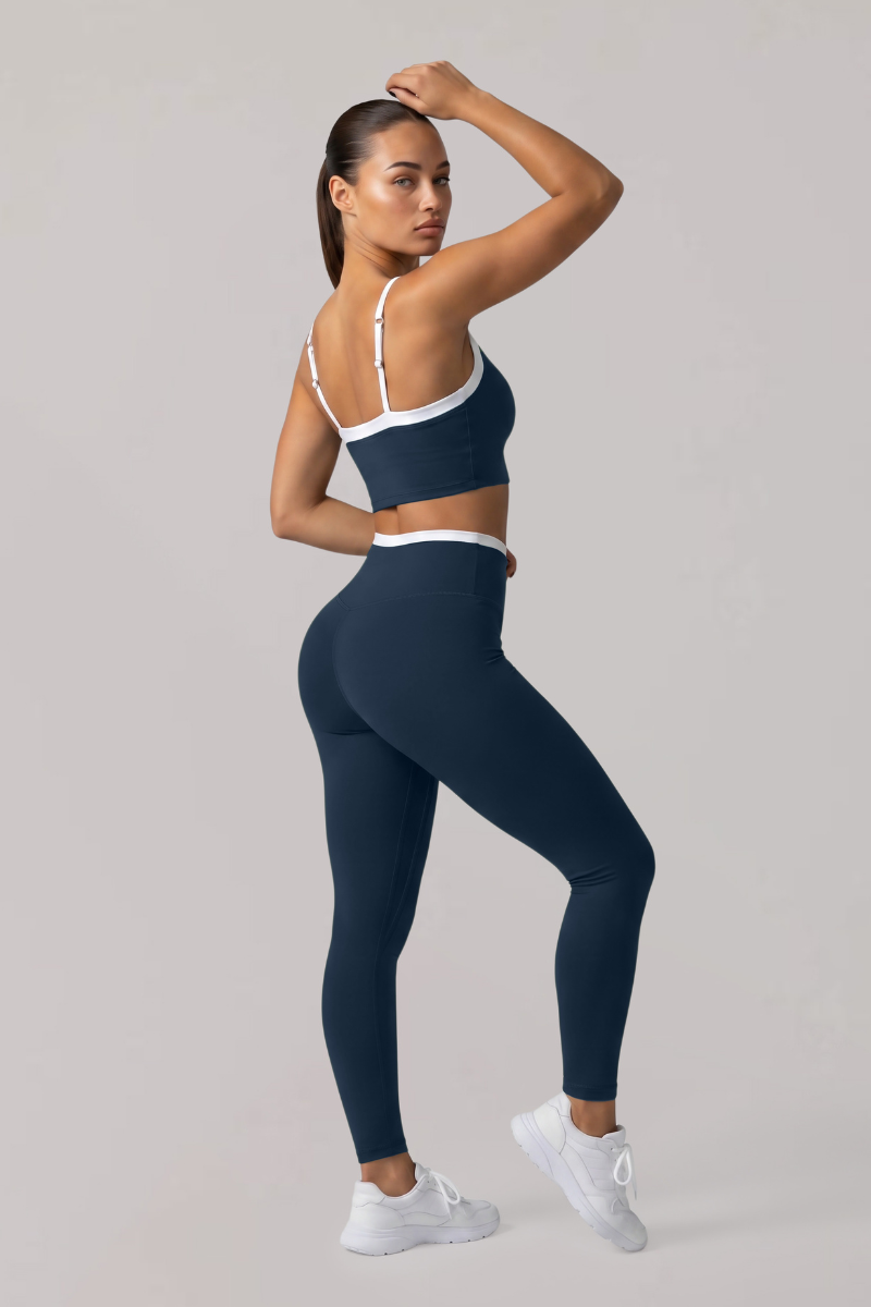 Women's Athletic Color-Blocked Bra And Leggings Yoga Sets