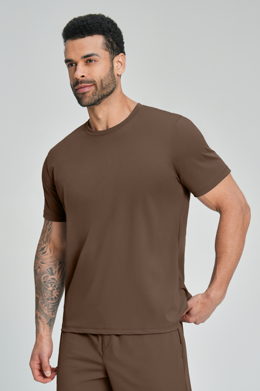 Men's Brushed Round-Neck Casual Sports T-shirt