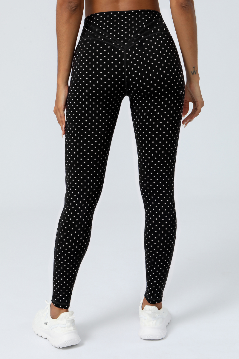 Women's Athletic Polka Dot Mid Waist Yoga Leggings