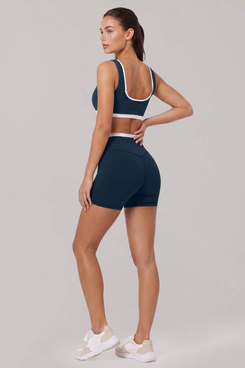 Women's Faux Two-Piece Bra And Shorts Sports Yoga Sets