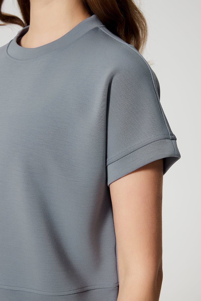 Women Round Neck Short Sleeve Drop Shoulder Sleeve Loose Running Sports Fitness Yoga T-Shirt