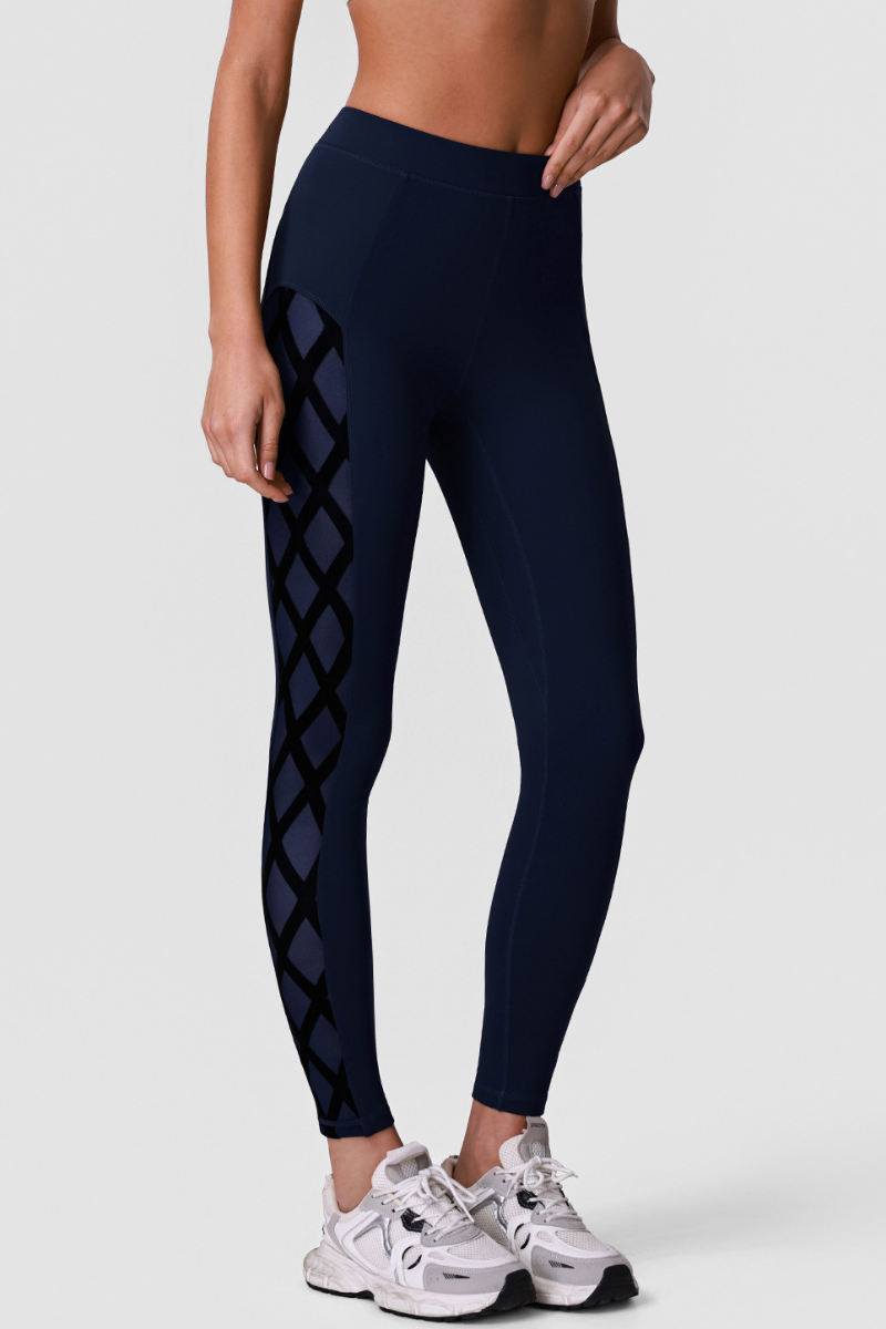 Women's Athletic High-Waisted Leggings with Side Mesh Panels