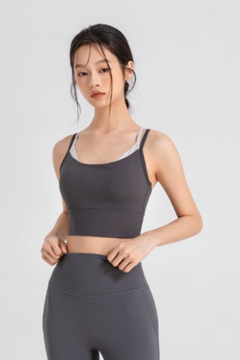 Women's Double Thin Strap Crisscross Back Cropped Tank Top