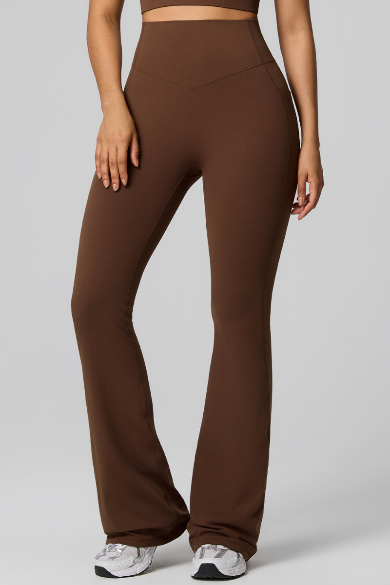 Women's High Waist Side Pocket Sculpting Flare Yoga Pants