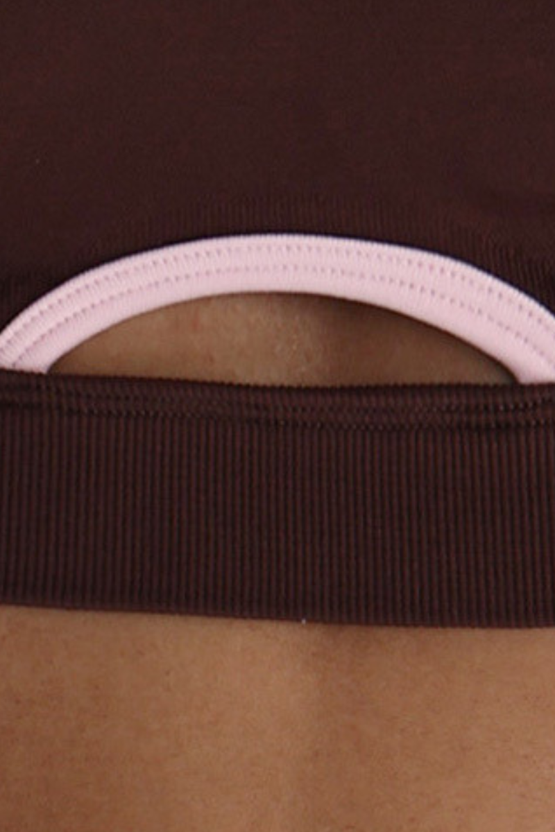 Wome's Contrast Trim Cut Out Padded Crisscross Back Sports Bra