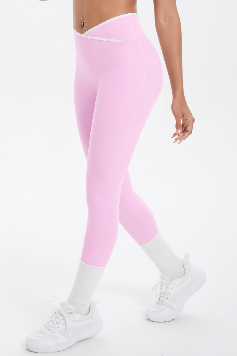 Women's Athletic Color Block Cross-Waist Leggings