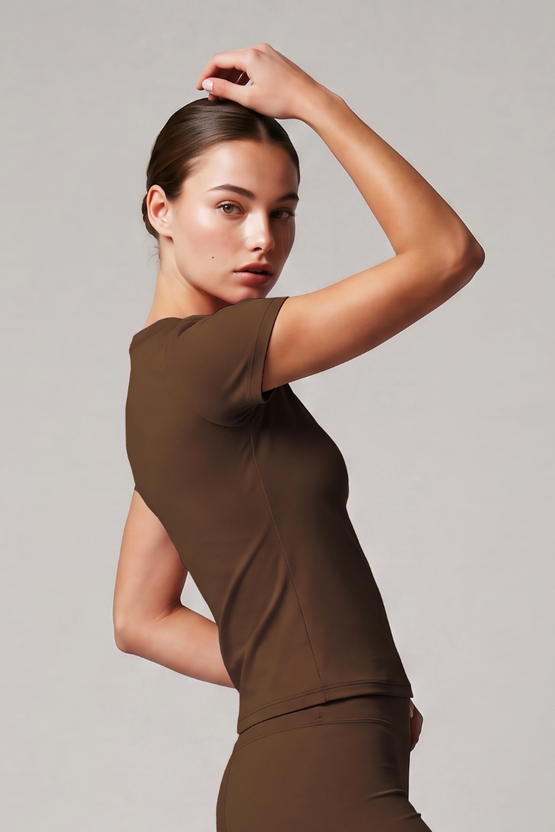 Women's Athletic Crew Neck Fitted Solid Workout Tee