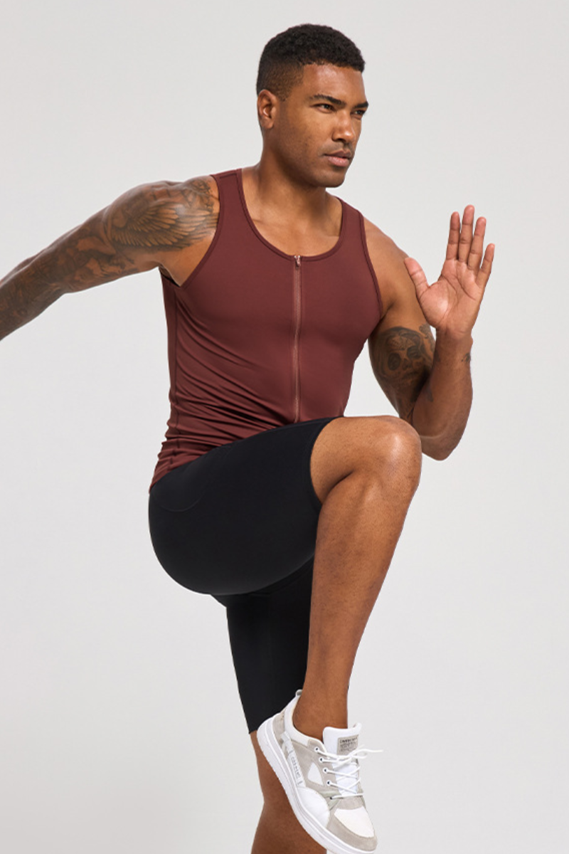 Men's Strong Shape Zipper Sports Shapewear Tight Tank Top