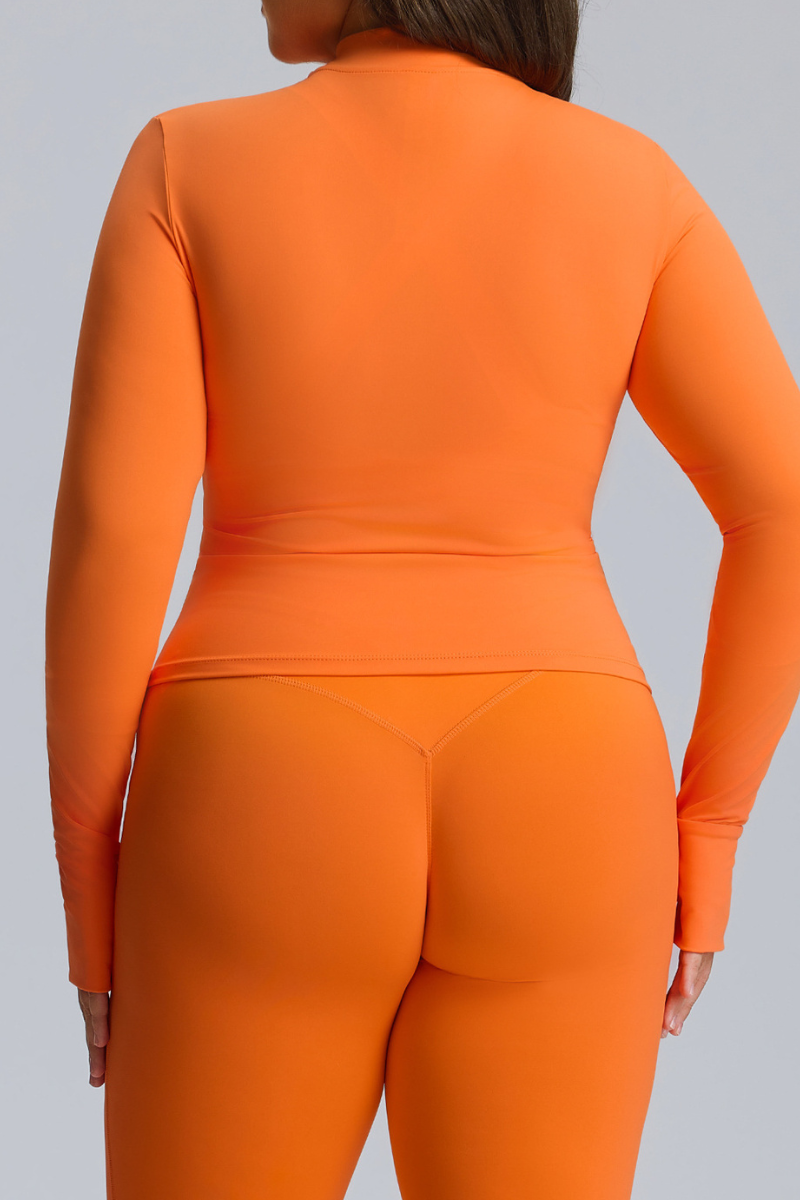 Plus Size Women's Finger Cuffs  Stand Collar Athletic Jacket