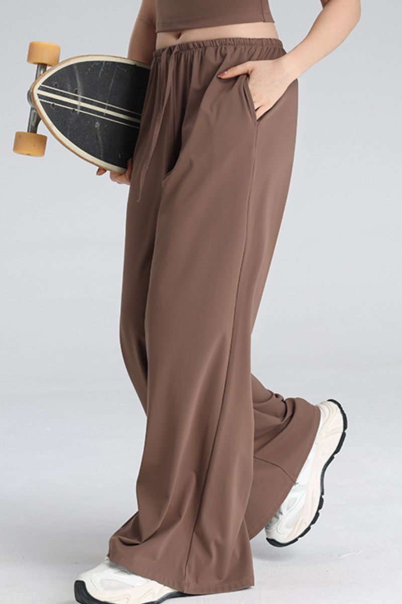 Women's High Waist Drawstring Wide Leg Yoga Casual Pants