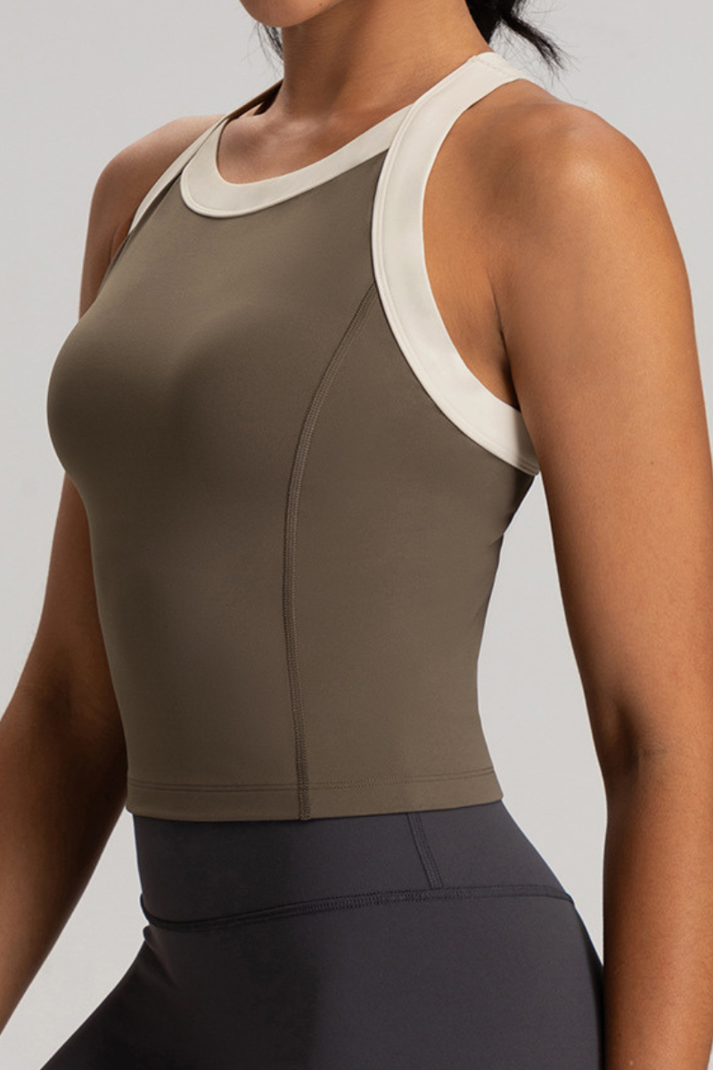 Women's Color Block Cross Back Padded Sports Tank Top