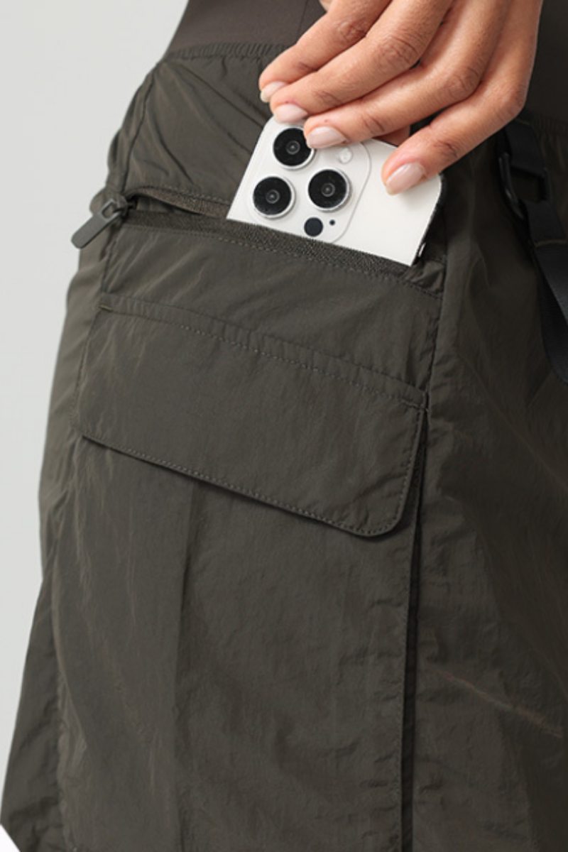 Women's High Waist Drawstring Pocket Cargo Hiking Skirt