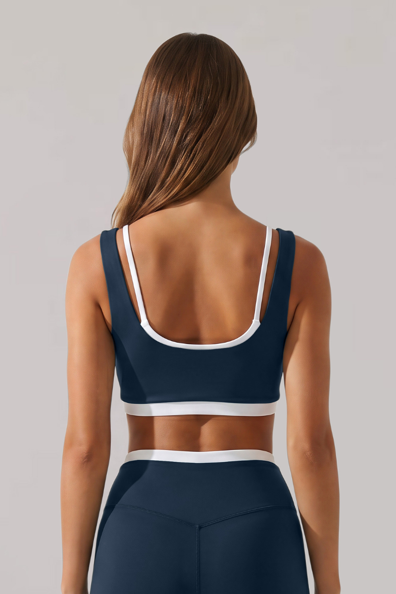 Women's Color Block Wide Strap Sports Yoga Bra
