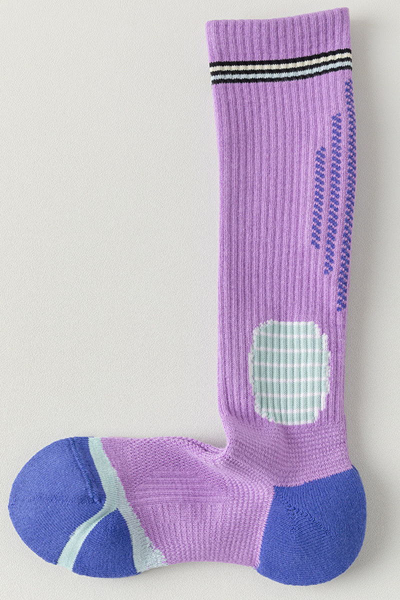 Women's Color Block High-Stretch Calf-High Spoprts Socks