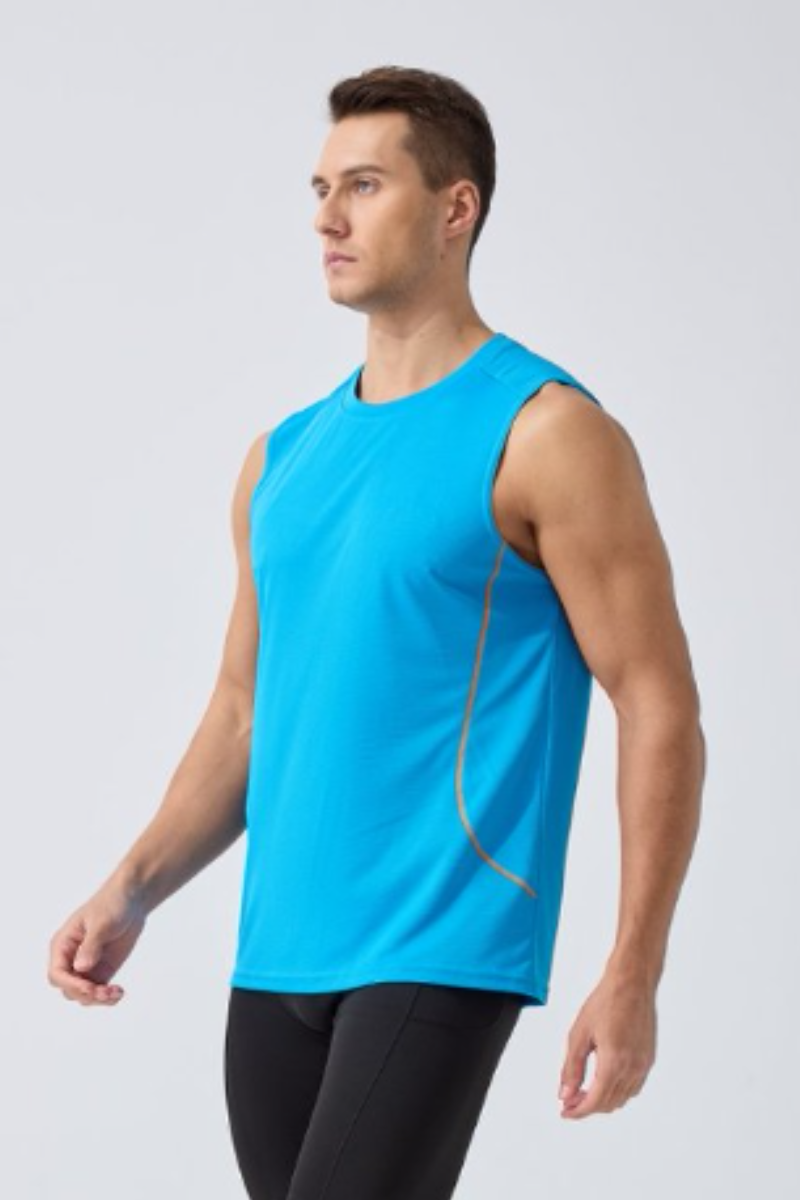 Men's Contrast Stitch Dry Crew Neck Sleeveless Tank Top
