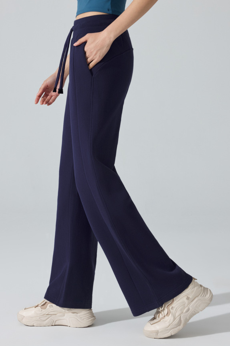 Women's Fleece-Lined Drawstring Straight-Leg Casual Pants