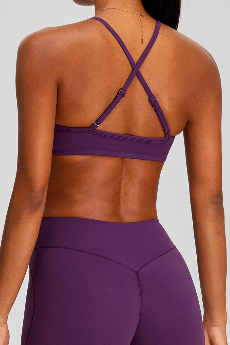 Women's Cross-Back Adjustable Twist-Front Yoga Sports Bra