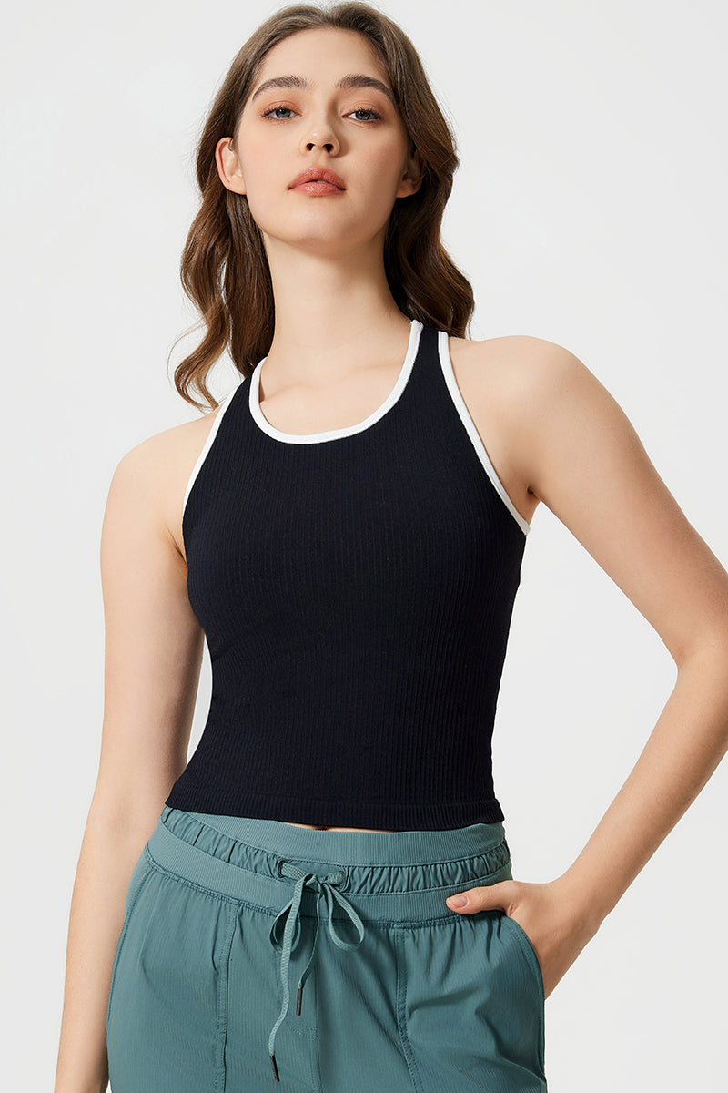 Women Sleeveless With Chest Pad Shock Slim Thin Yoga Fitness Exercise Tank Tops