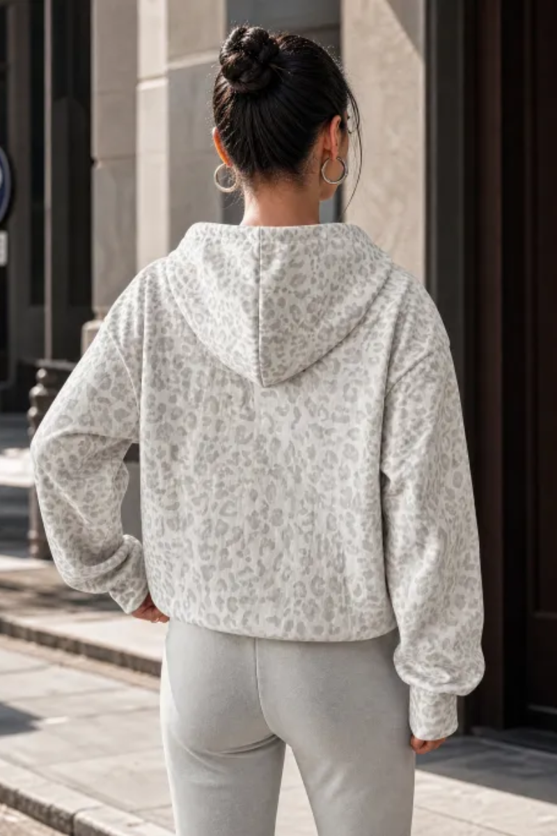 Women's Fall Leopard Print Coquette Style Hoodie