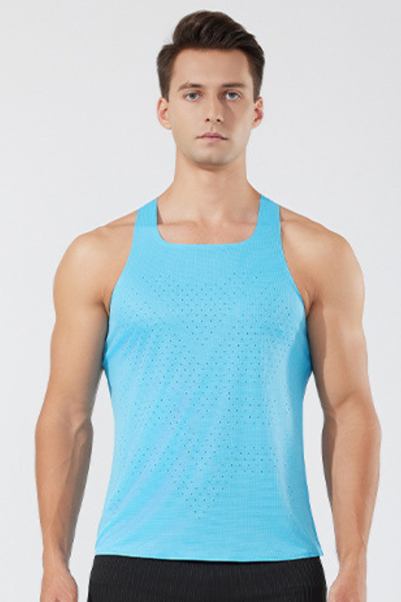 Men's Summer Lightweight Racerback Breathable Mesh Running Tank Top