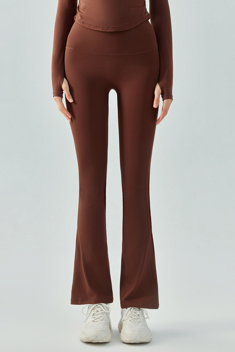 Women's Athletic High-Waisted Slim Fit Solid Flared Pants