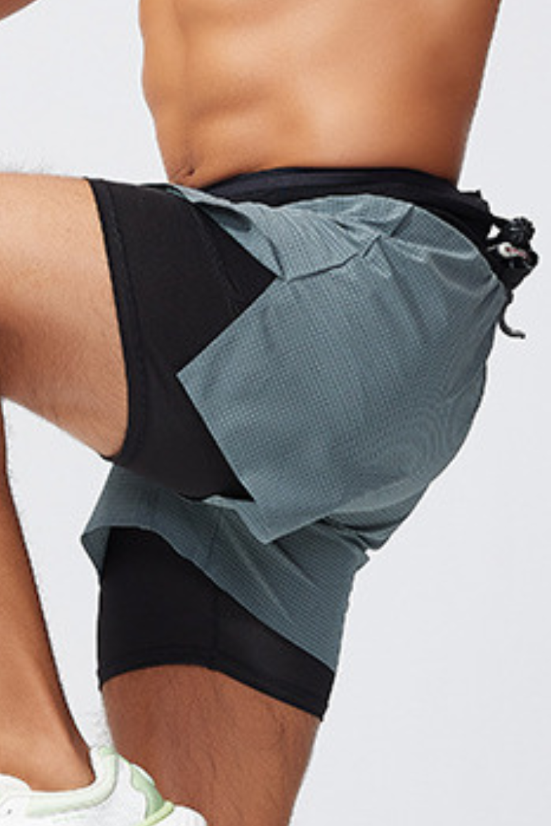 Men's 2-in-1 Running Shorts with Quick-Dry Outer Layer