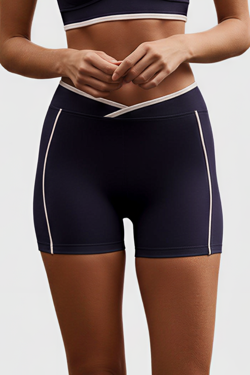 Women's Nude Mid-Waist Color Sports Shorts