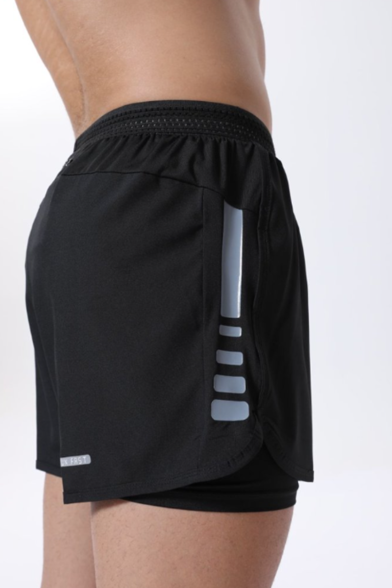 Men's 2-in-1 Anti-Chafe Reflective Quick Dry Running Shorts