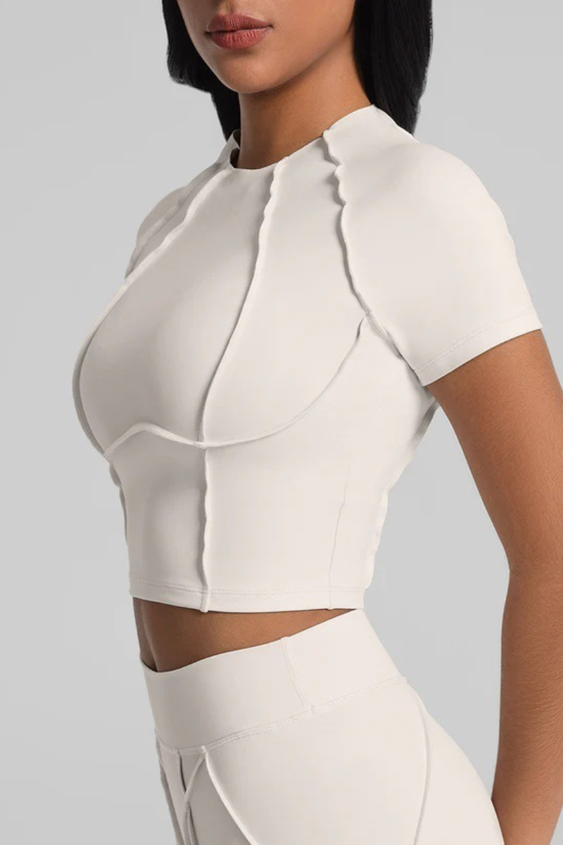 Women's Athletic Seam Detail Cropped Naked Feel Yoga T-shirt