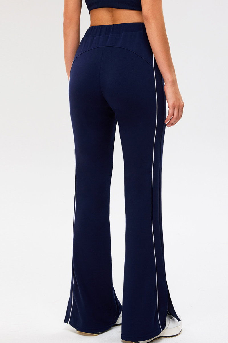 Women's Color-Block Strap Side Slit Yoga Flared Pants