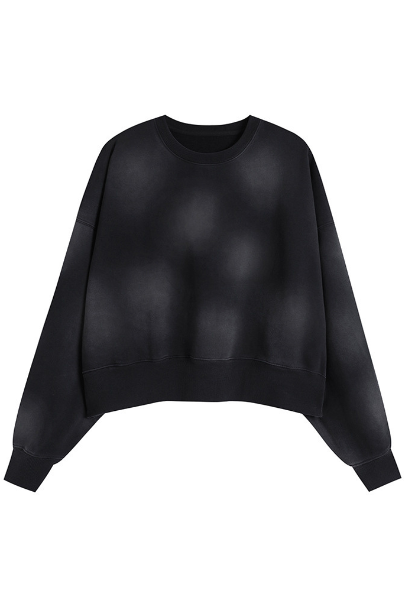 Women's Fall Vintage Gradient Cropped Crew Neck Sweatshirt