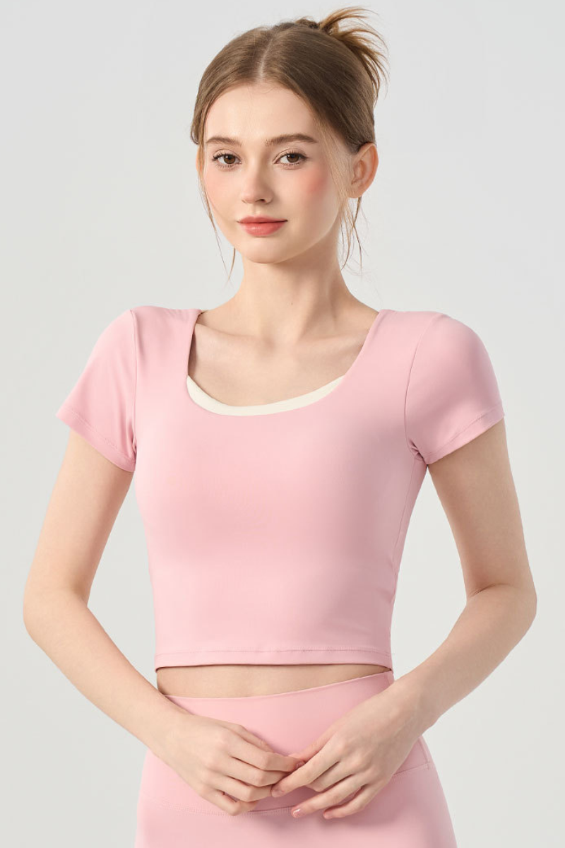 Women's Bow Cutout Back Padded Naked Feel Yoga T-shirt