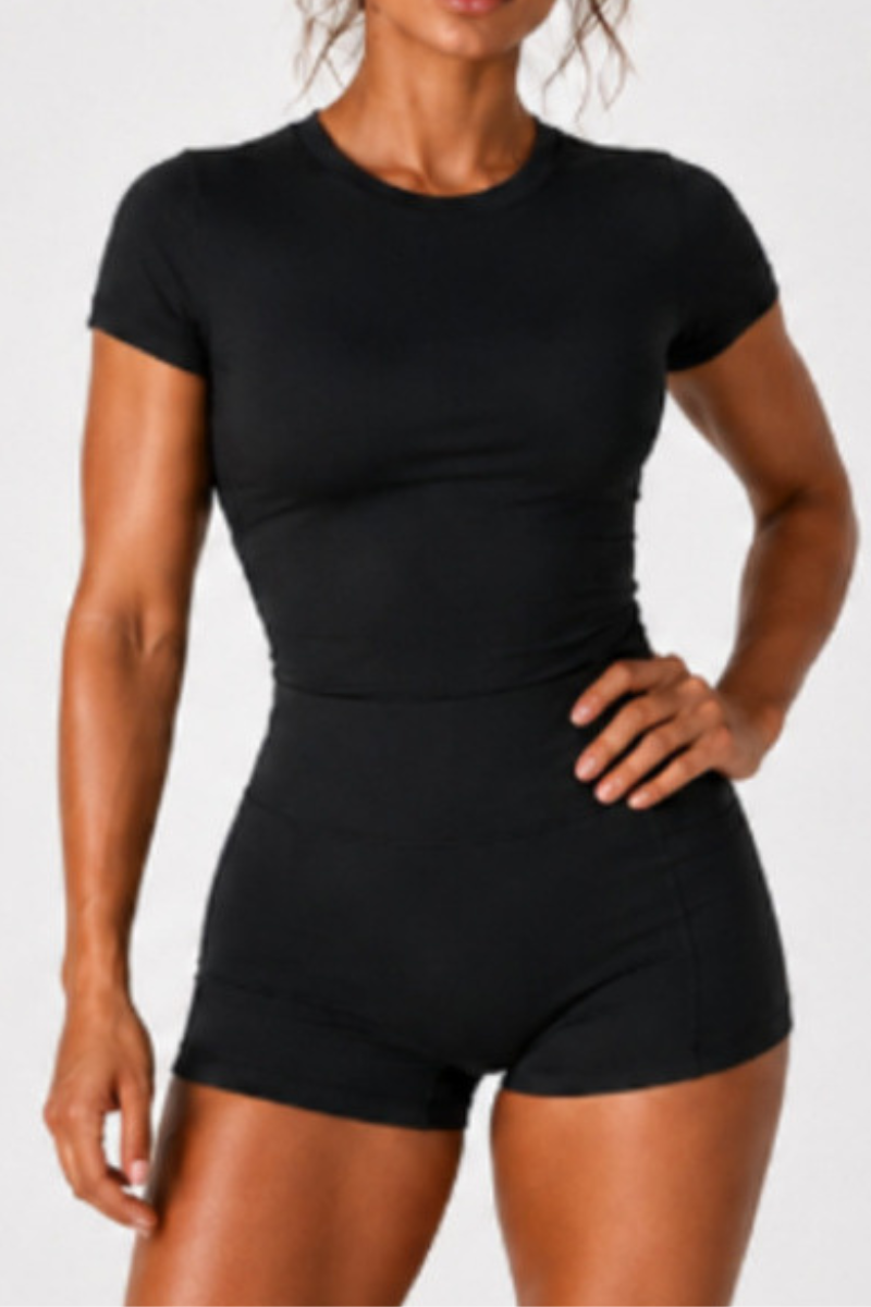 Women's Cropped T-shirt And High Waist Side Pocket Yoga Set