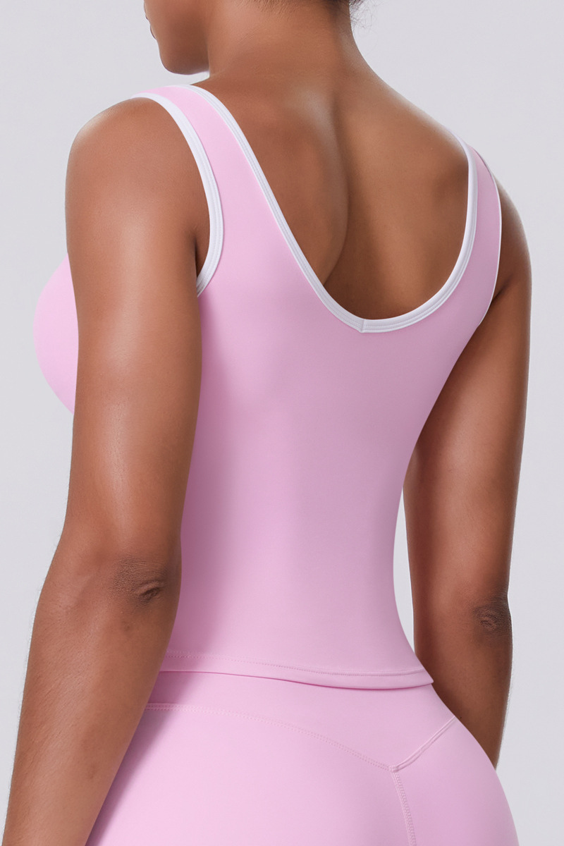 Women's Color Block U-neck Athletic Tank Top