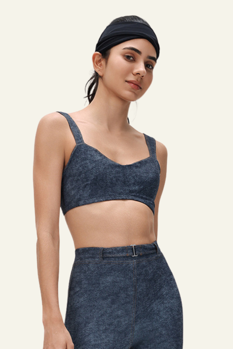 Women's Athletic V-neck Wide Shoulder Straps Bra
