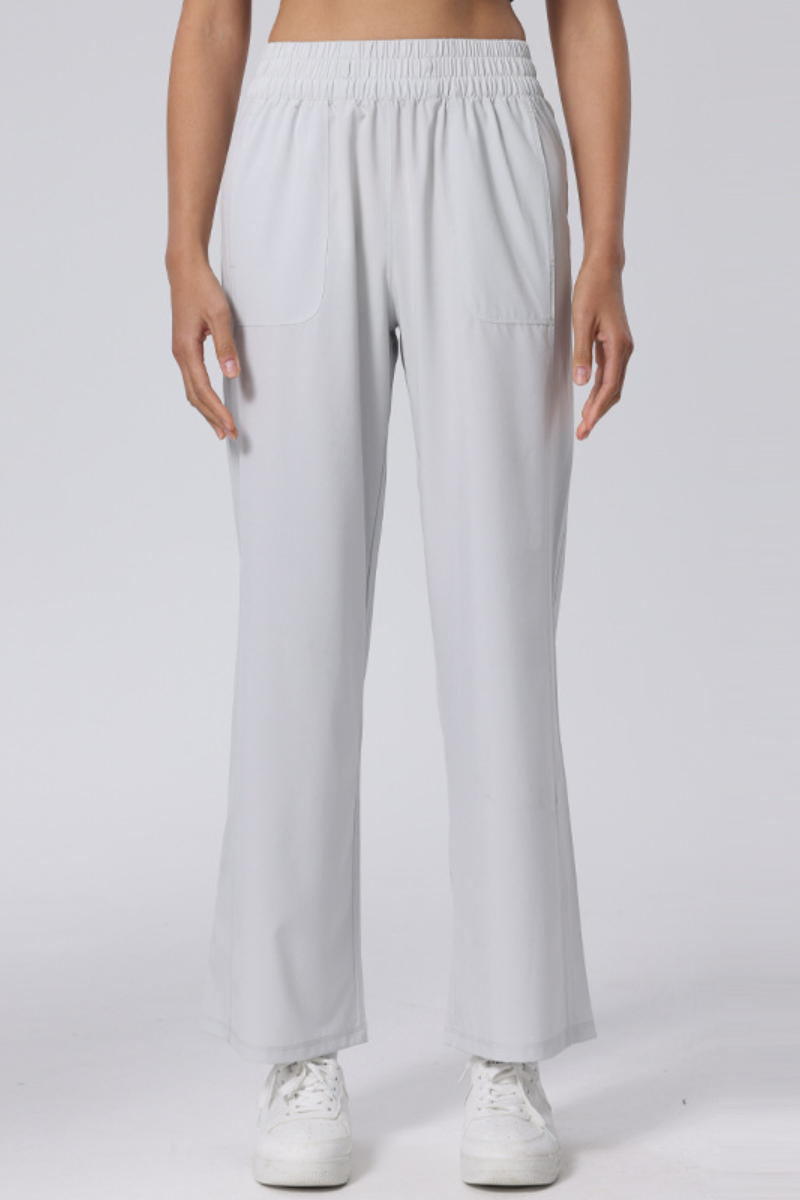 Women's Elastic Waist with Drawstring Wide Leg Sports Pants