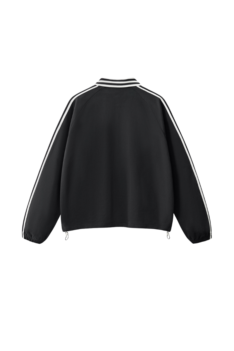 Unisex Preppy Fall 100% Cotton Side Striped Trim Sweatshirt