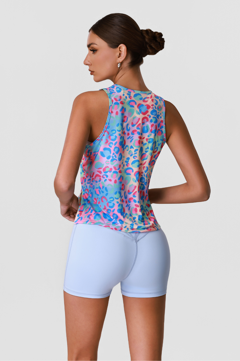 Women's Color-Block Camo Print Tank Top & V-Cross Waist Shorts Sets