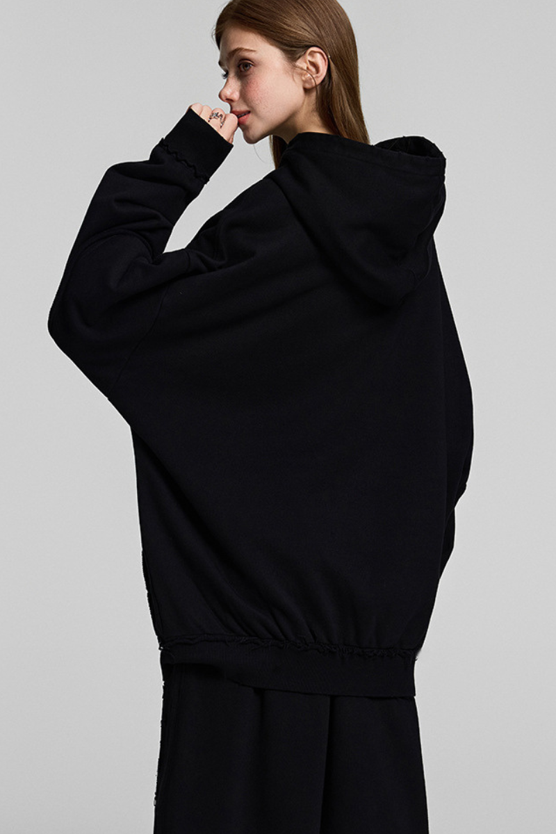 Faux two-piece hooded sweatshirt
